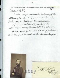 Civil War General Darius Couch Autograph and CDV Albumen