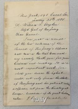 Civil War General Franz Sigel Autographed Letter 1888 8 X 5