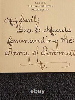 Civil War General George Meade CDV Image Signed On Back JJ McClees Back Mark