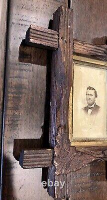 Civil War General Grant CDV Photo Antique Adirondack Wood Wall Picture Frame