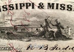 Civil War General John A. Dix Signature on 1857 Stock, Mississippi & Missouri RR