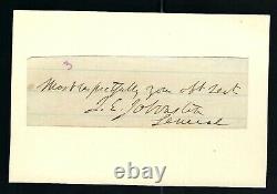 Civil War General Joseph Johnston Confederate Autograph Clip from War Document