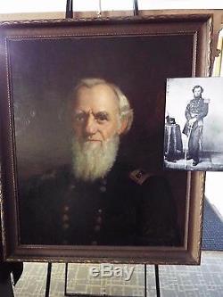 Civil War General R. W. Johnson -Large Original Oil Painting, Bible, and his Cane