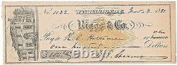 Civil War, General William T. Sherman, Filled Out & Signed Personal Check, 1881