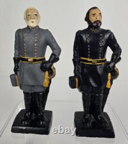 Civil War Generals Grant & Lee Cast Iron Figures, 7.5 Tall Doorstops / Bookends
