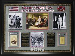 Civil War Generals Ulysses S. Grant & Robert E. Lee Signed Framed Display BAS