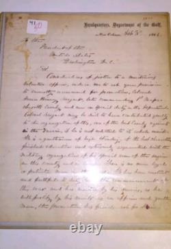 Civil War Letter To Abraham Lincoln From General Nathaniel Banks(Clerical Copy)