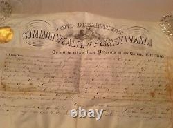 Civil War Major General Pennsylvania Governor John Hartranft signed Land Doc