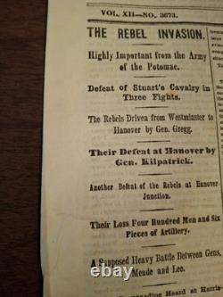 Civil War Newspapers- BATTLE OF GETTYSBURG, VERY 1ST NEWS, GENERAL REYNOLDS DEAD