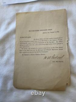 Civil War Sgn Gen Perkins Atlanta Occupation GENERAL ORDERS Stragglers 1864