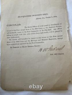 Civil War Sgn Gen Perkins Atlanta Occupation GENERAL ORDERS Stragglers 1864