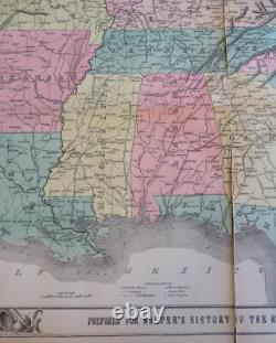 Civil War Southern Confederacy 1863 map with Lincoln & military Generals portrait