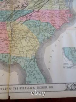 Civil War Southern Confederacy 1863 map with Lincoln & military Generals portrait Civil War Southern Confederacy 1863 map with Lincoln & military Generals portrait