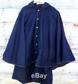 Civil war union federal general double breasted cloak coat pleated with cape 50