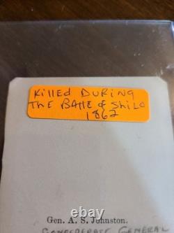 Confederate General A. S. Johnston CDV Killed At The Battle Of Shiloh Civil War