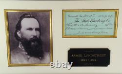 Confederate General James Longstreet Civil War Signed Autograph Check Display