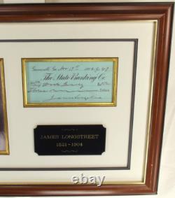 Confederate General James Longstreet Civil War Signed Autograph Check Display