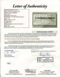 Confederate General James Longstreet Civil War Signed Autograph Check Photo JSA