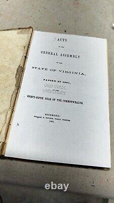 Confederate Imprint Acts Of General Assembly, Richmond, Virginia CIVIL War 1861