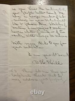 Daniel H. Hill 1866 Autograph Letter Signed Civil War Confederate General