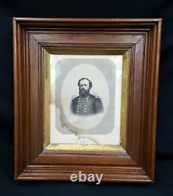 Engraved Photo of U. S. Civil War General Quincy Gillmore Walnut Shadow Box Frame