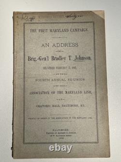 First Maryland Campaign, General Bradley Johnson, 1886, Civil War, Maryland Line