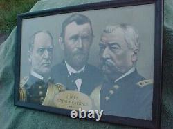 Framed Picture of THREE GREAT GENERALS from the Civil War GRANT SHERMAN SHERIDAN
