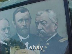 Framed Picture of THREE GREAT GENERALS from the Civil War GRANT SHERMAN SHERIDAN