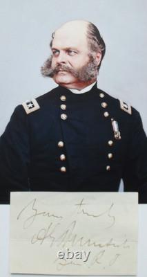 General Ambrose Burnside War Civil War Commander, Autograph as Governor 1866-69