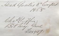 General Charles Griffin War Civil War Commander, War Dated Autograph''Rare'