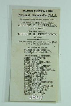 General George McClellan Ballot Ticket Genuine Civil War 1864 Election N-087