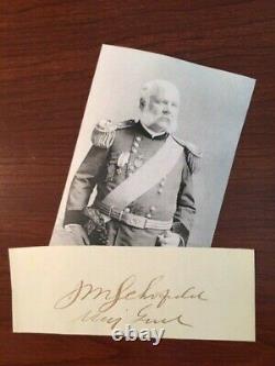 General J. M Schofield Signed Slip Medal Of Honor CIVIL War, West Point, Sec War