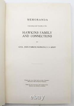 General John Parker Hawkins MEMORANDA genealogy 1913 CIVIL WAR SERVICE Indian