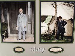 General Lee, General Grant Civil War Commanders Autographs Framed Display JSA