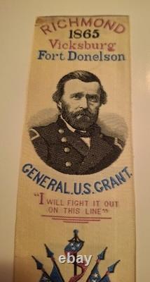 General U. S. Grant Stevensgraph Ribbon 1865 Vicksburg Fort Donelson Richmond