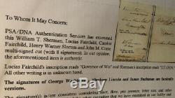 General William T. Sherman Signed Page With 4 Civil War Union Generals PSA/DNA