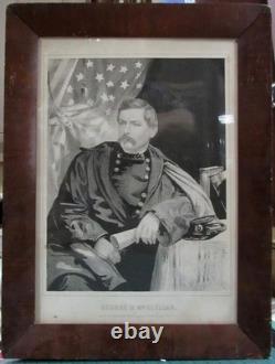 George B. Mcclellan CIVIL War General Bufford Lithograph Boston Framed