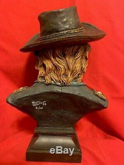 Hand Painted Ron Tunison Civil War General George Custer Cold Cast Bronze Bust