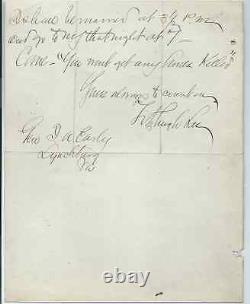 Hand written letter from Civil War Gen. Fitzhugh Lee to Gen. Jubal A. Early
