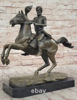 Hot Cast Civil War General on Horse and Sword Bronze Sculpture Marble Figure Art