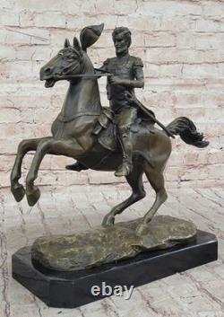 Hot Cast Civil War General on Horse and Sword Bronze Sculpture Marble Figure Art