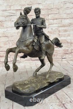 Hot Cast Civil War General on Horse and Sword Bronze Sculpture Marble Figure Art