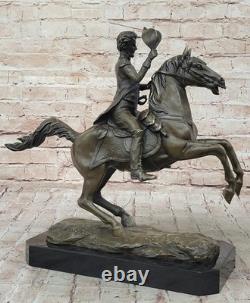 Hot Cast Civil War General on Horse and Sword Bronze Sculpture Marble Figure Art