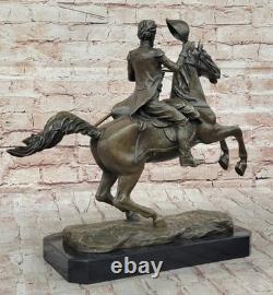 Hot Cast Civil War General on Horse and Sword Bronze Sculpture Marble Figure Art