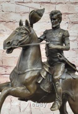 Hot Cast Civil War General on Horse and Sword Bronze Sculpture Marble Figure Art