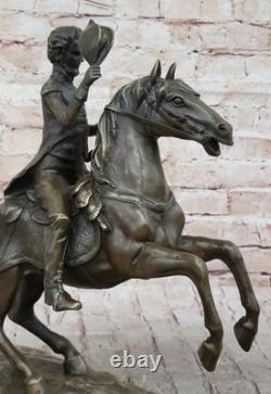 Hot Cast Civil War General on Horse and Sword Bronze Sculpture Marble Figure Art