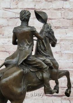 Hot Cast Civil War General on Horse and Sword Bronze Sculpture Marble Figure Art