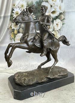 Hot Cast Civil War General on Horse and Sword Bronze Sculpture Marble Figurine