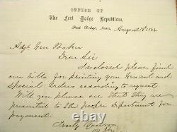 Iowa CIVIL War Adjutat General Nb General Orders Printing Letter Fort Dodge 1864