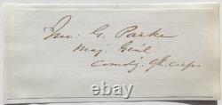 John G. Parke Civil War Union Major General Autograph, Chief of Staff Burnside